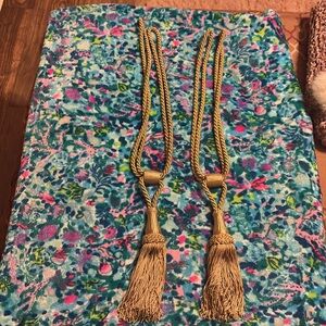 Elegant gold/tan Tassel curtain tie-backs, set of 2. NWOT